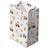 Farm Garden Wasserfarbe Muster Mittlere Geschenktüte (Vorderseite Schrägansicht)