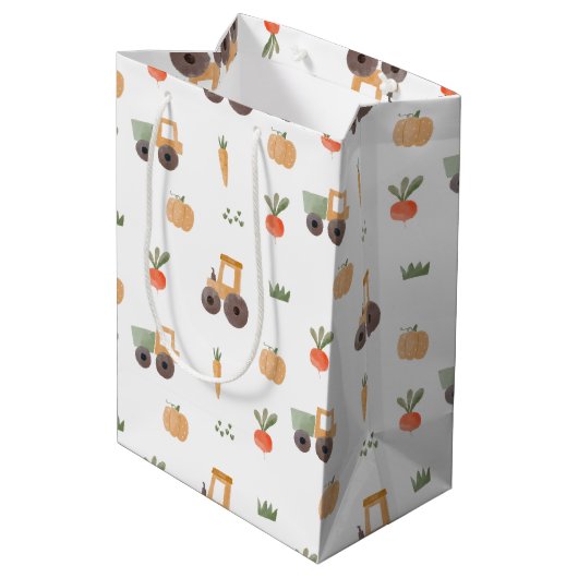 Farm Garden Wasserfarbe Muster Mittlere Geschenktüte (Rückseite Schrägansicht)