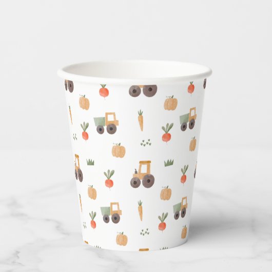 Farm Garden Wasserfarbe Muster Pappbecher (Vorderseite)