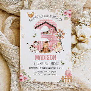 FARM GEBURTSTAG Landtiere 3. Geburtstag Einladung
