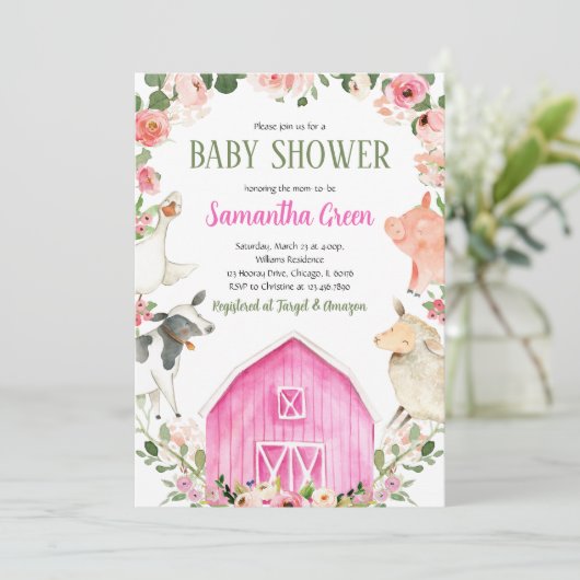 Farm Girl Baby Shower Einladung (Stehend Vorderseite)