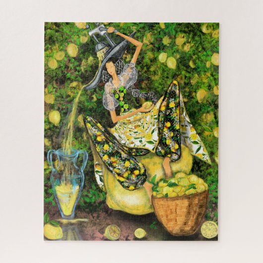 Farm Girl in Lemons Garden Puzzle Malerei (Vertikal)