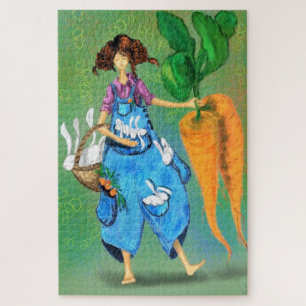 Farm Girl - Kunst Vintag Zeichnend Fantasy Fairyta Puzzle
