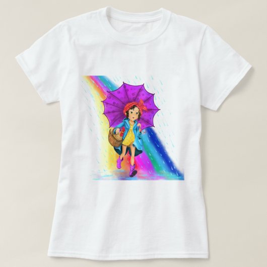 Farm Girl mit Regenbogen-T - Shirt (Design vorne)