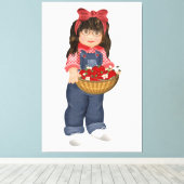 Farm Girl with Basket of Äpfel Picture Leinwanddruck (Insitu (Holzboden))