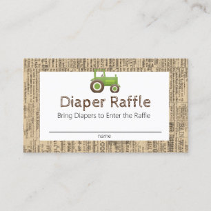 Farm Green Tractor Windel-Raffle-Karte  Visitenkarte