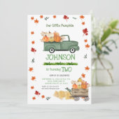 Farm Green Truck Pumpkin Boy ersten Geburtstag Einladung (Stehend Vorderseite)