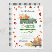 Farm Green Truck Pumpkin Boy ersten Geburtstag Einladung (Vorne/Hinten)