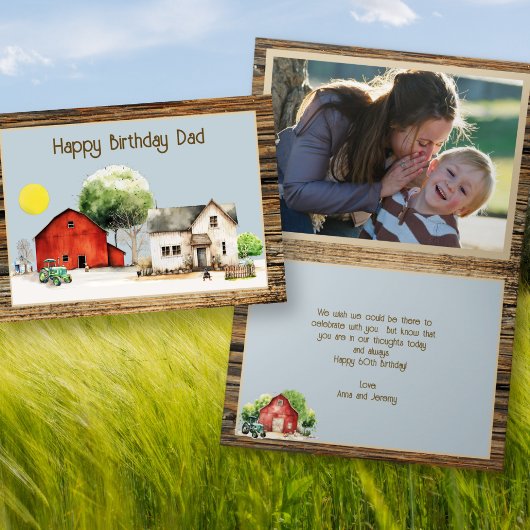 Farm Happy Birthday Folded Foto und Message Card Karte