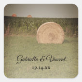 Farm Hay Bales Country Wedding Quadratischer Aufkleber (Vorderseite)