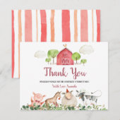 Farm House Animals Barnyard Baby Dusche Vielen Dan Dankeskarte (Vorne/Hinten)