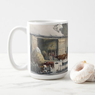 FARM IN WINTER (1861) Vintage Tasse Art Weihnachte