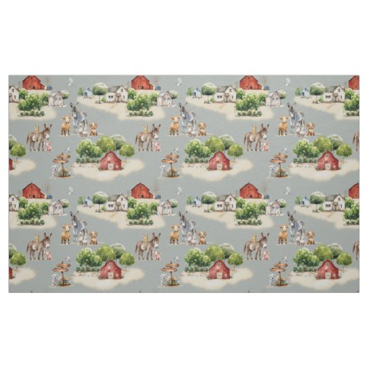 Farm Land Blue Seamless Pattern Stoff (Fat Quarter (45,7 x 55,9 cm))