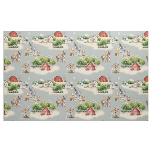 Farm Land Large Image Pattern Stoff (Yard (91,4 cm))