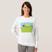 Farm Landscape Red Barn Silo Apple Trees T-Shirt (Vorne ganz)