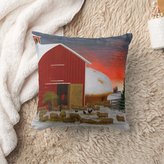 Farm Life Barnyard in Winter Horatio Shaw 1885 Kissen (Decke)