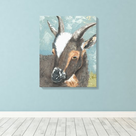 Farm Life-Graue Ziege Leinwanddruck (Insitu (Holzboden))
