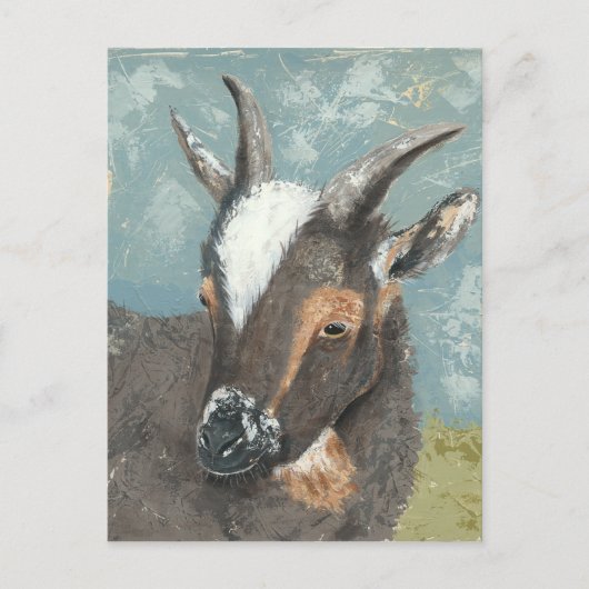 Farm Life-Graue Ziege Postkarte (Vorderseite)