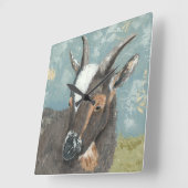 Farm Life-Graue Ziege Quadratische Wanduhr (Winkel)