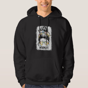 Farm Life Messy Bun Farm Ehefrau Farm Mama Mutter  Hoodie