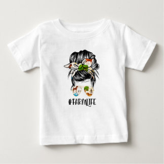 Farm Life Messy Hair Bun Girl Baby T-shirt