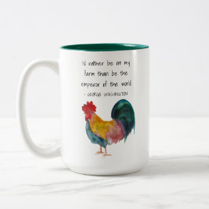 Farm Life Rooster George Washington Zitat Zweifarbige Tasse