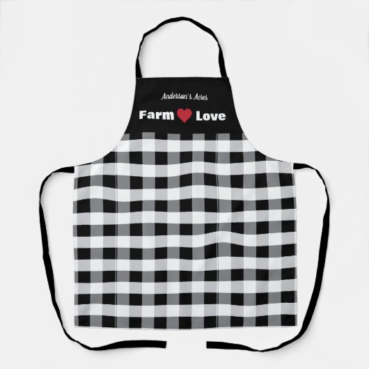 Farm Love Custom Black White Check Schürze (Vorderseite)