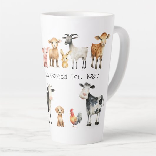 Farm Name Bauernhoftiere Latte Tasse (Rechte Ecke)