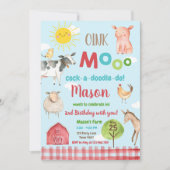 Farm Old MacDonald Barnyard Red Animals Party Einladung (Vorderseite)