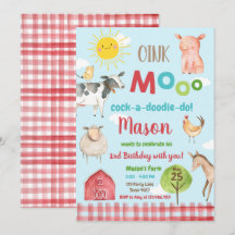 Farm Old MacDonald Barnyard Red Animals Party