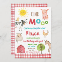 Farm Old MacDonald Barnyard Red Animals Party