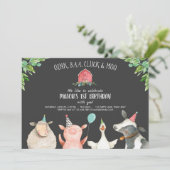 Farm Old MacDonald Barnyard Red Boy Animals Party Einladung (Stehend Vorderseite)
