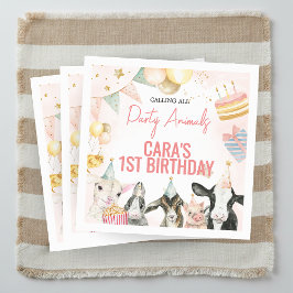Farm Party Animals Birthday Party Square Serviette