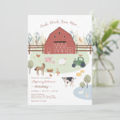 Farm Party Animals Kids Birthday Invitation Einladung (Stehend Vorderseite)