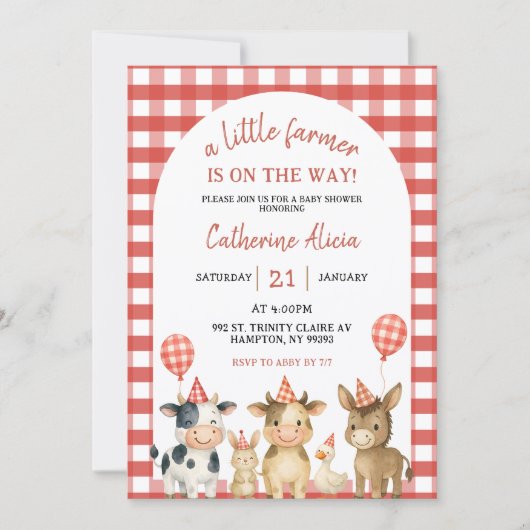 Farm Party Baby Shower Invitation Einladung (Vorderseite)