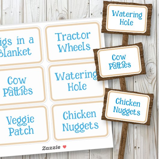 Farm Party Food Signs Custom-Cut Vinyl Sticker