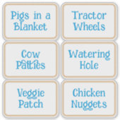 Farm Party Food Signs Custom-Cut Vinyl Sticker (Vorderseite)