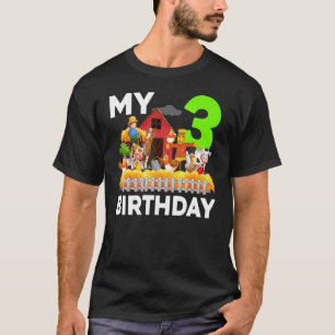 Farm Pferde Schweine Bauer 3. Geburtstag T-Shirt