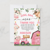 Farm Pink Barn Traktor Geburtstag Danke Karte (Vorderseite)
