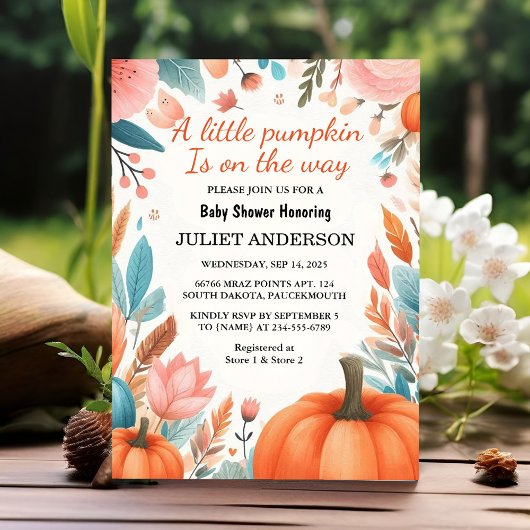 Farm Pink Blue Boho Girl Boy Fall Baby Dusche Einladung