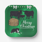 Farm Ranch Black Angus Rind und Hund Weihnachten Pappteller (Vorderseite)