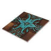 Farm Ranch Brown Türkis Western Ländermuster Fliese (Seite)