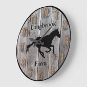 Farm Ranch oder Stable Name 3 Eigener Stangenholz Große Wanduhr (Winkel)