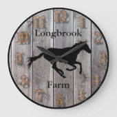 Farm Ranch oder Stable Name 3 Eigener Stangenholz Große Wanduhr (Vorderseite)