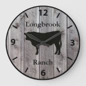 Farm Ranch oder Stable Name 5 Eigener Stangenholz Große Wanduhr (Vorderseite)