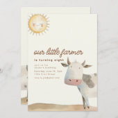 Farm Ranch Thema Geburtstag Einladung mit Kuh (Vorne/Hinten)