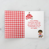 Farm Red Barn Afrikanischer Junge Happy Birthday Karte (Innenseite)