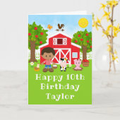 Farm Red Barn Afrikanischer Junge Happy Birthday Karte (Gelbe Blume)