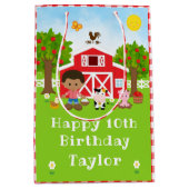 Farm Red Barn Afrikanischer Junge Happy Birthday Mittlere Geschenktüte (Vorderseite)