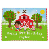 Farm Red Barn Afrikanisches Mädchen Happy Birthday Große Geschenktüte (Vorderseite)